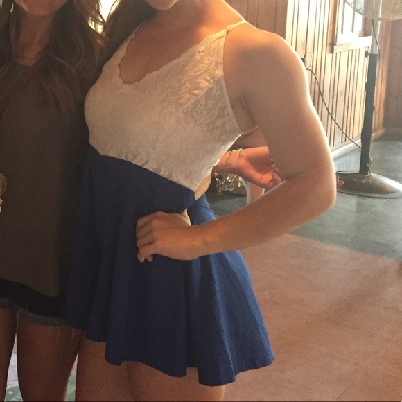 SHEIN Pants - SHEIN | lace and blue romper • M